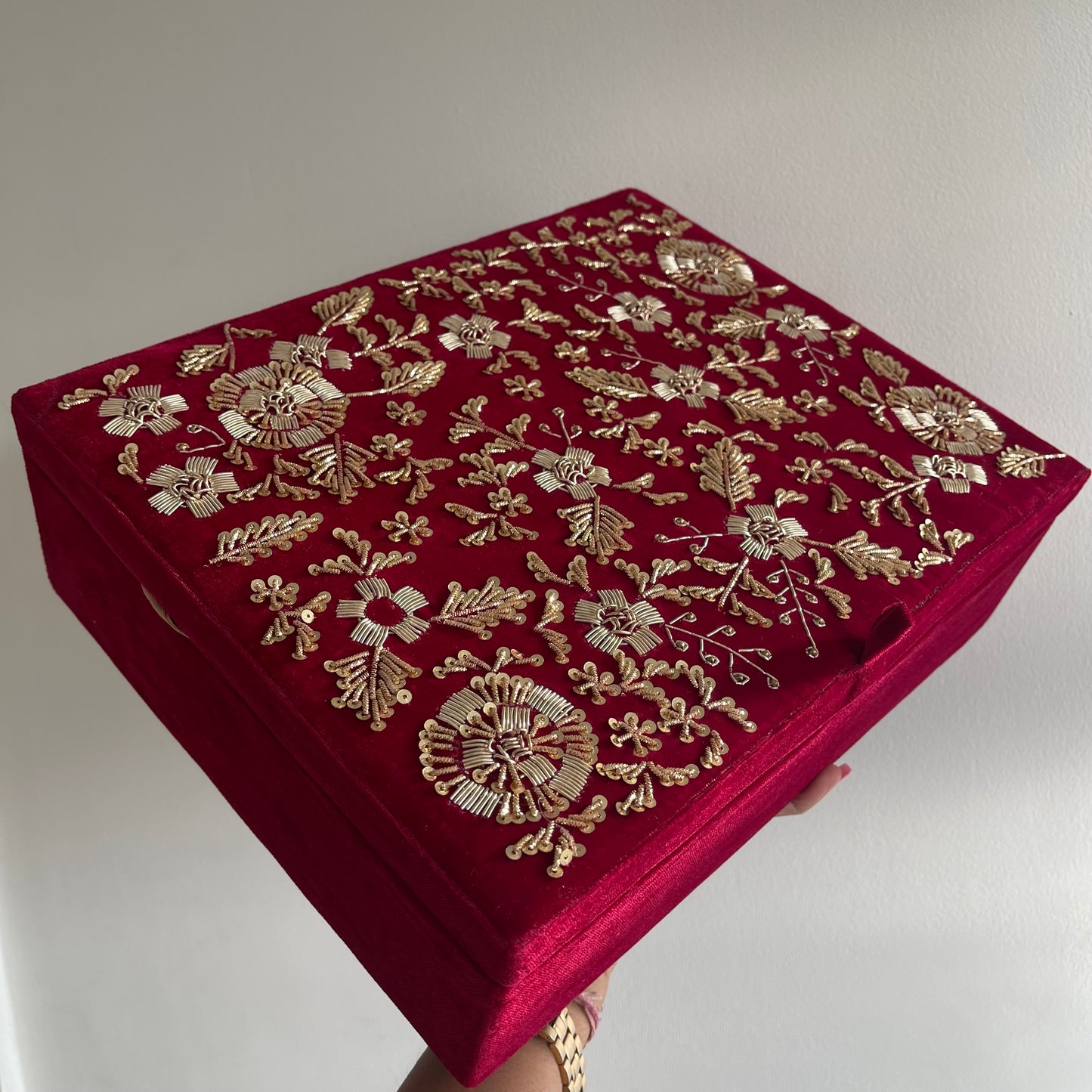 Large Velvet Bridal Choora Box in Maroon