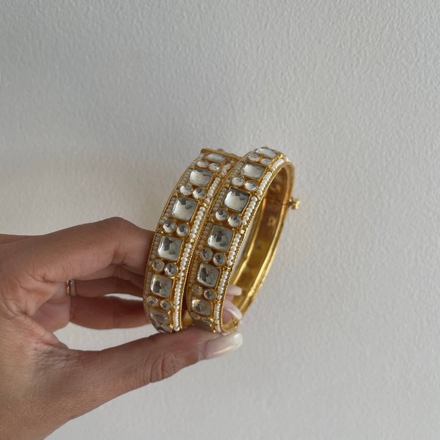 Mini Screwable Pachi Kundan Bangles x2