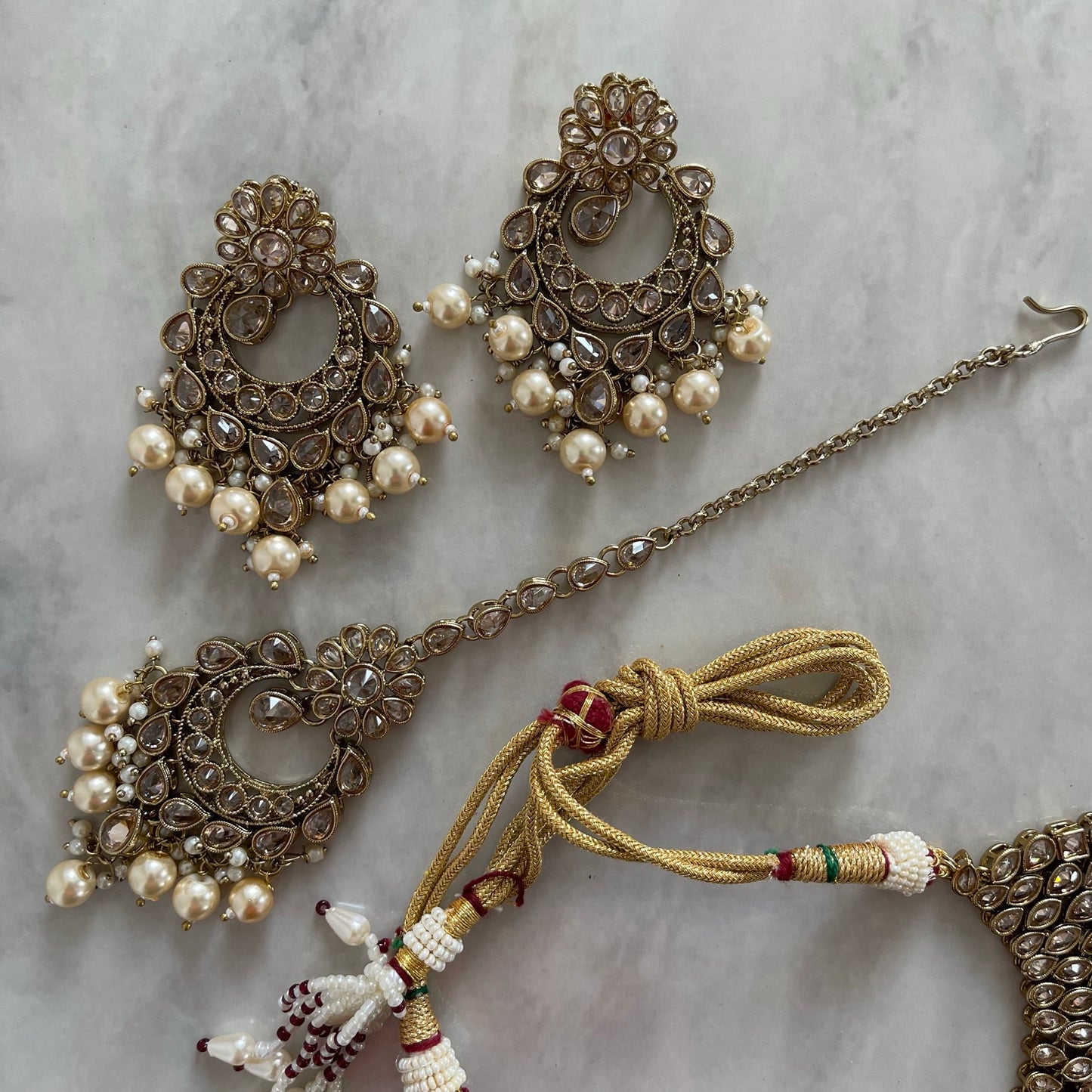 Maya Polki Necklace Set in Gold