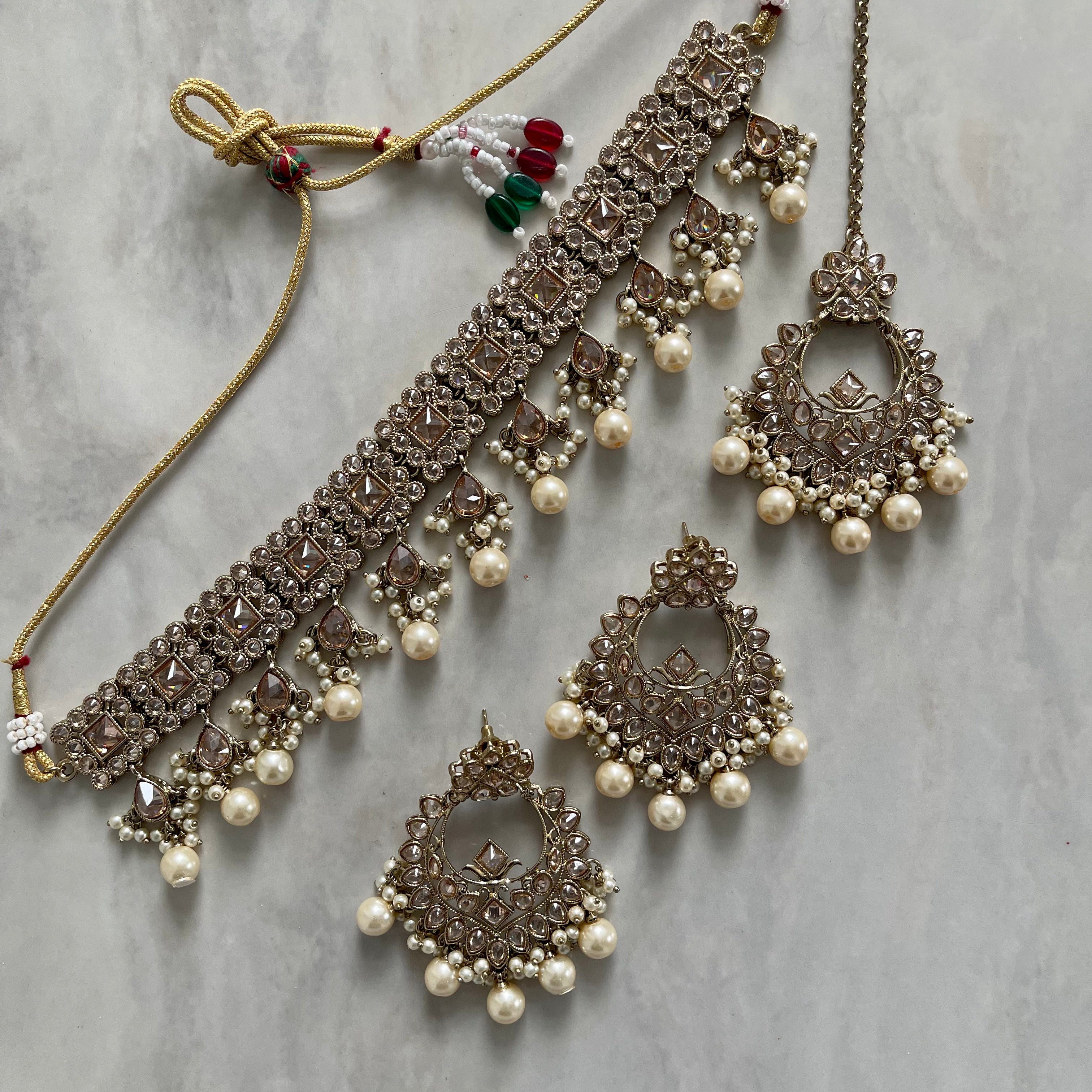 Polki Gold Bridal Necklace Indian Jewellery Set Ambar Jewels