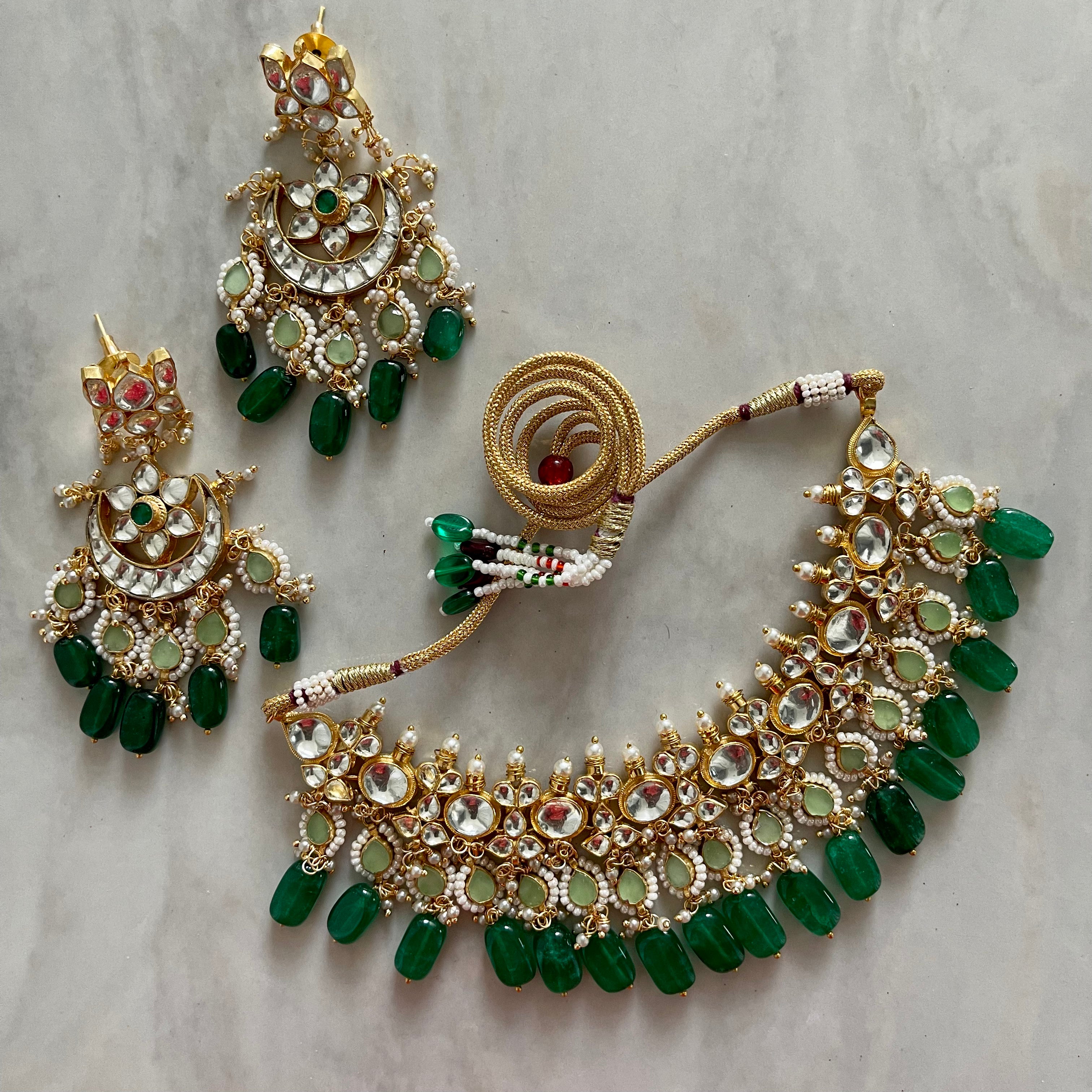 Pistachio Pachi Kundan Set in Green