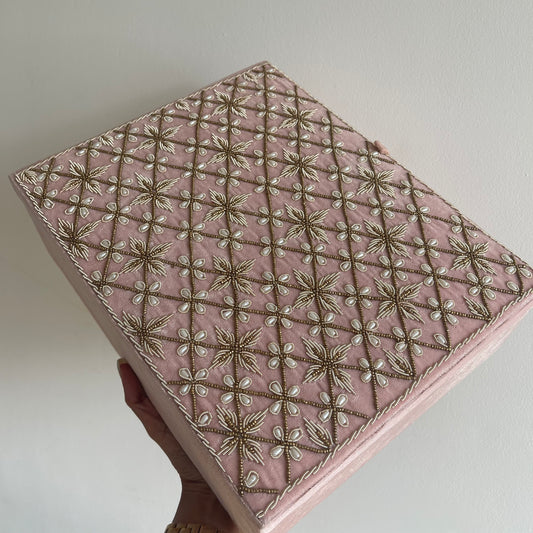 Large Velvet Bridal Choora Box in Pink