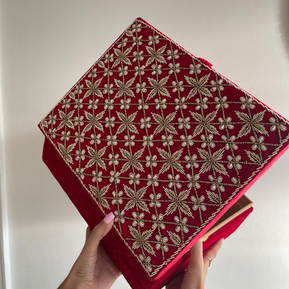 Large Velvet Bridal Choora Box in Red
