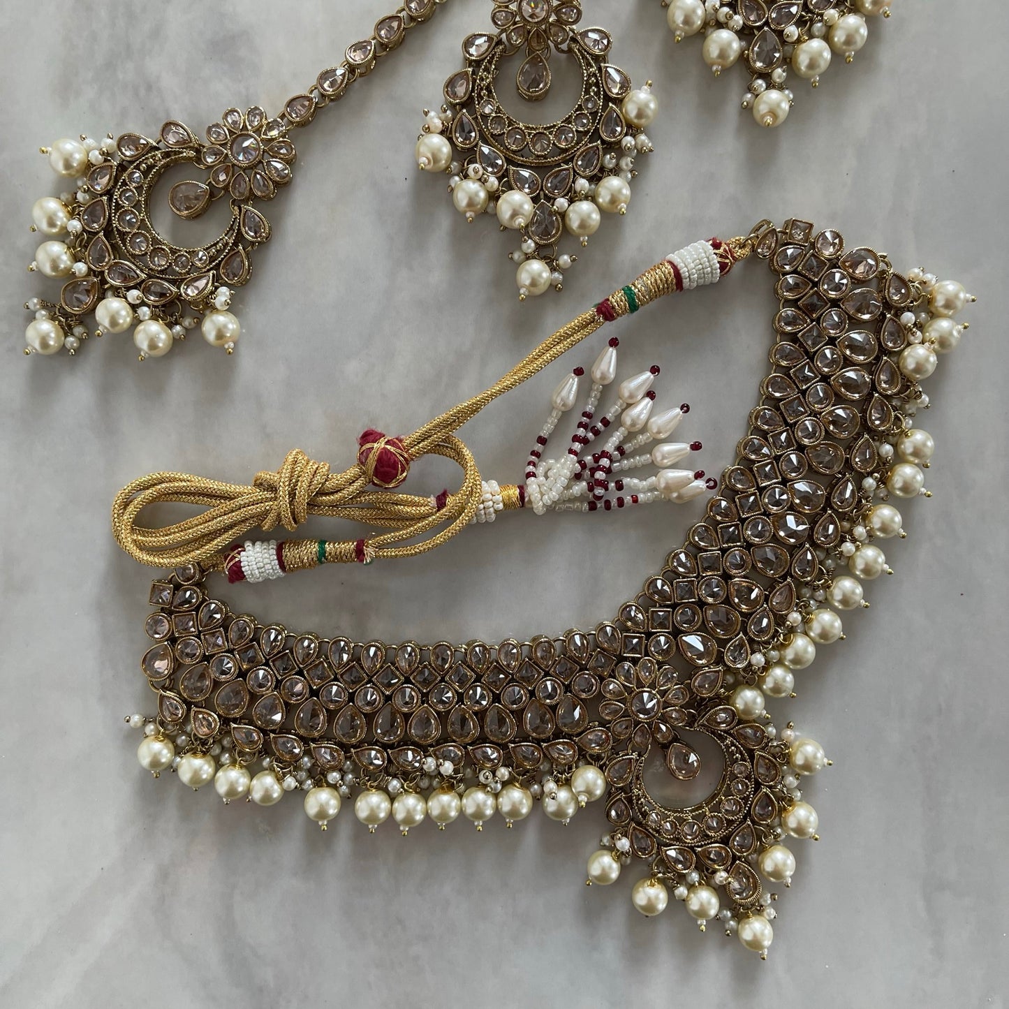 Love Letter Polki simple Necklace Set in Gold