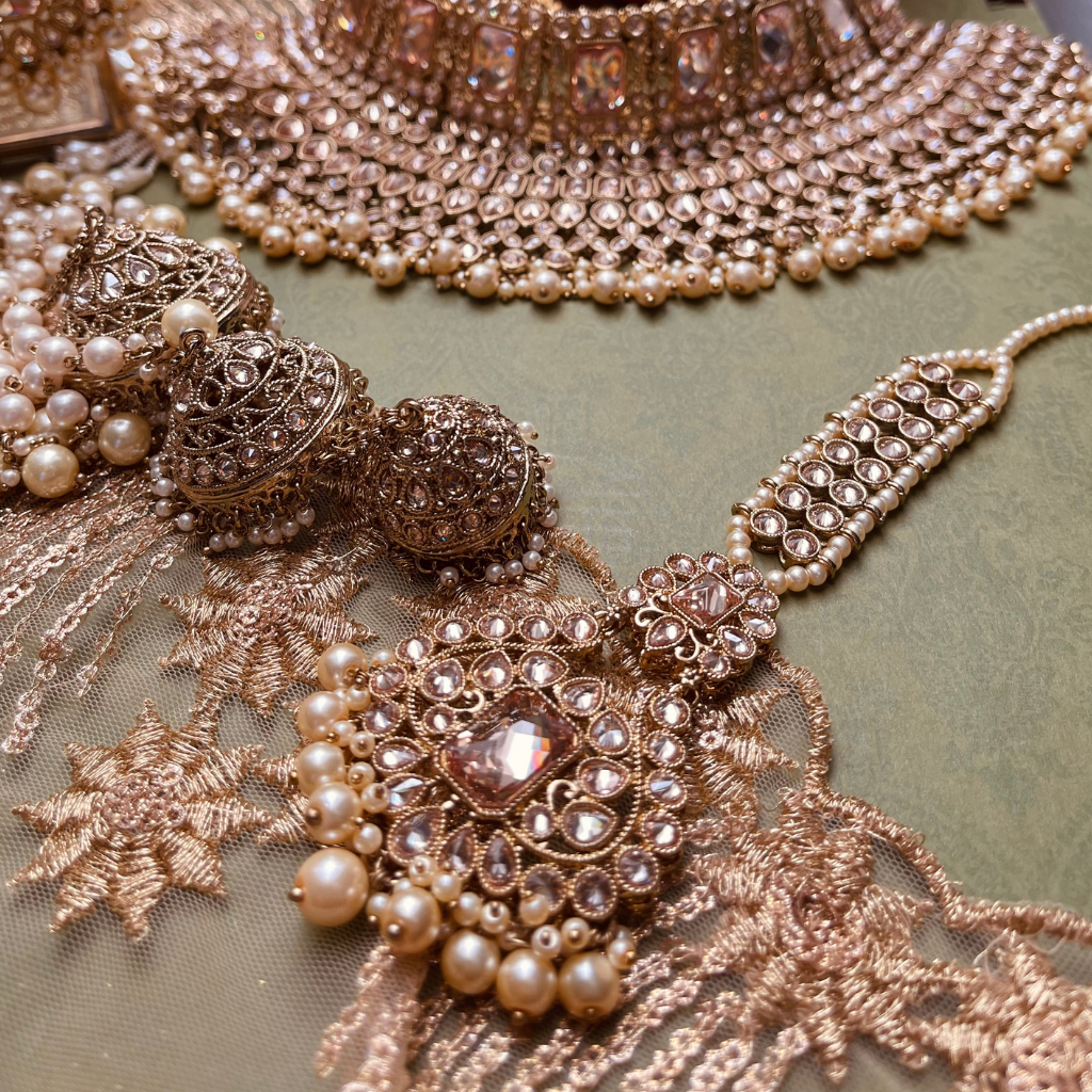 Rose gold indian jewellery deals set