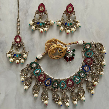 Rainbow Polki Necklace Set