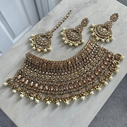 Madrid Bridal Polki Necklace Set in Gold