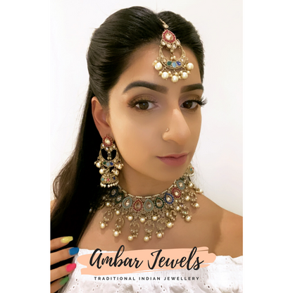 Rainbow Polki Necklace Set