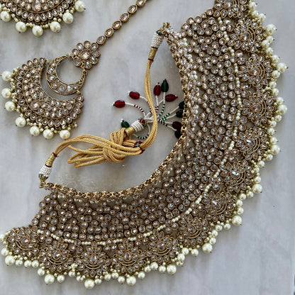 Vienna Bridal Polki Necklace Set in Gold