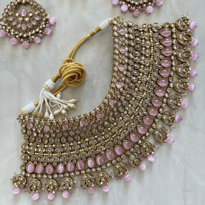 Madrid Bridal Polki Necklace Set in Pink