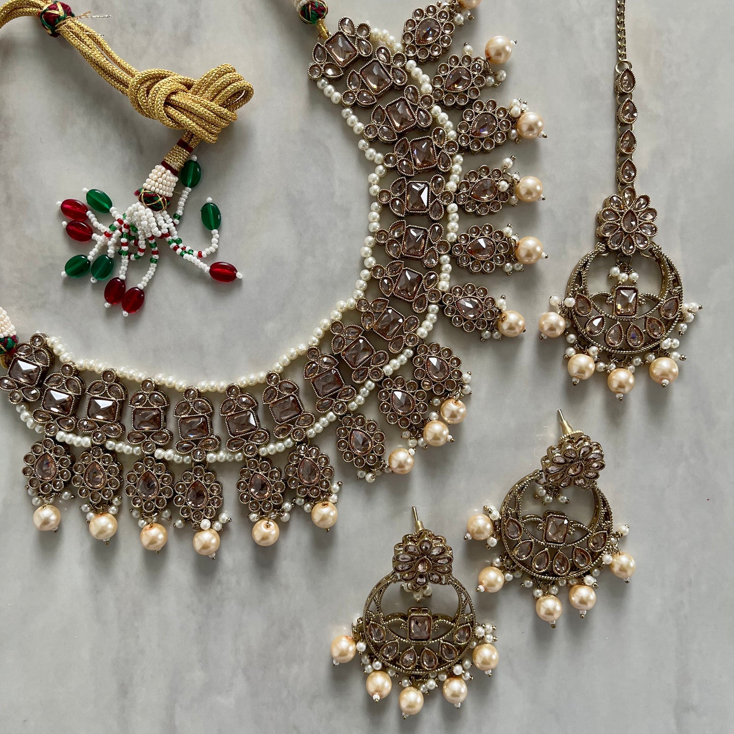 Amaya Polki Necklace Set in Gold & Peal