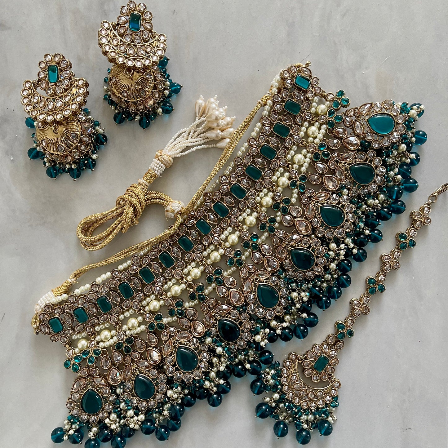 Blue bridal jewellery set deals