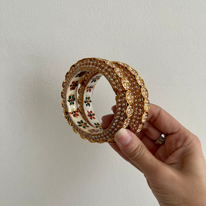 Pachi Kundan Bangles x2