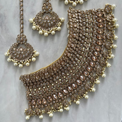 Madrid Bridal Polki Necklace Set in Gold
