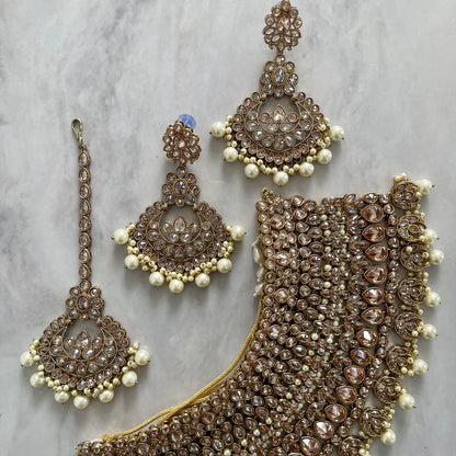 Madrid Bridal Polki Necklace Set in Gold