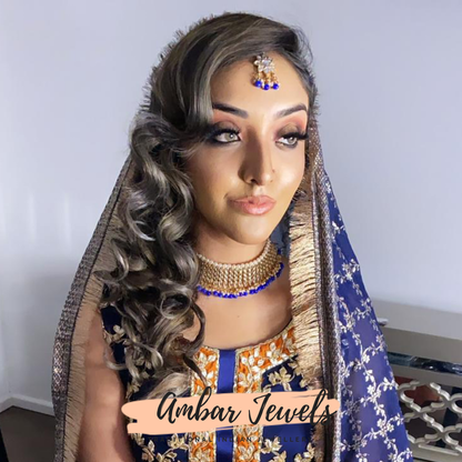 Blue Blossom Choker Kundan Necklace Set