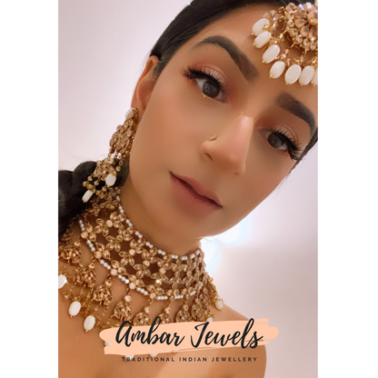 Aniyah Polki & Pearl Bridal Necklace Set with passa