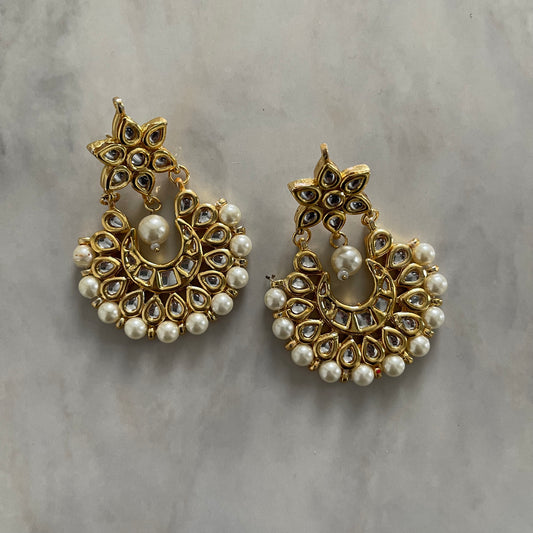Blush Kundan & Peal Meenakari Earrings
