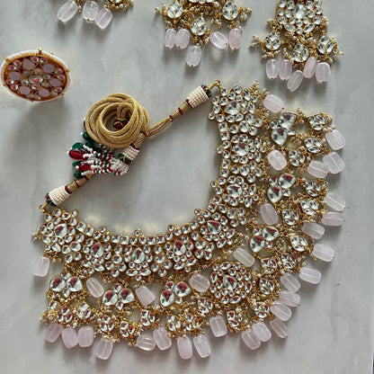 Theia Pachi Kundan Semi-Choker Bridal Set with hair accessories