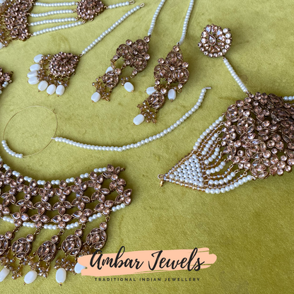 Aniyah Polki & Pearl Bridal Necklace Set with passa